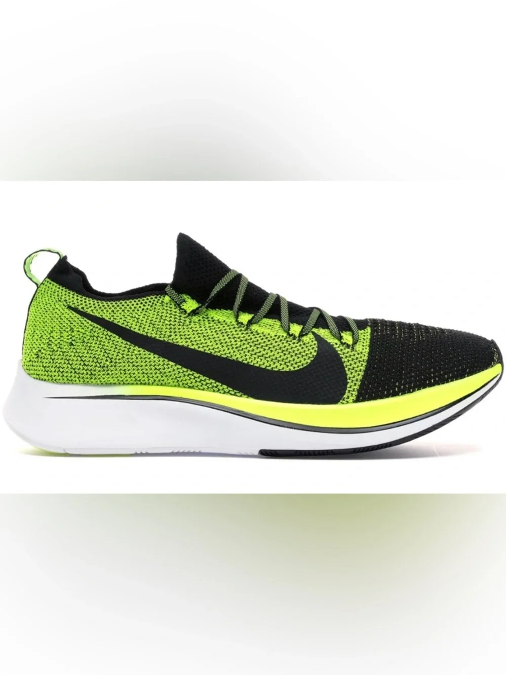 Nike Men’s Black and Neon Green Flyknit Running Shoes, Like New, Sz 10